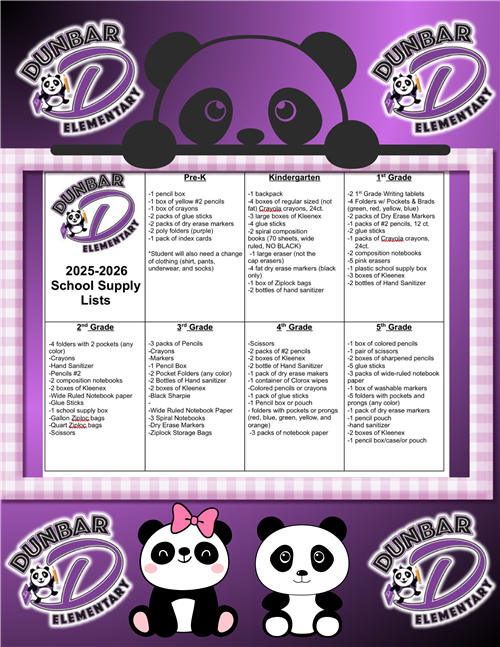 SCHOOL SUPPLY LIST